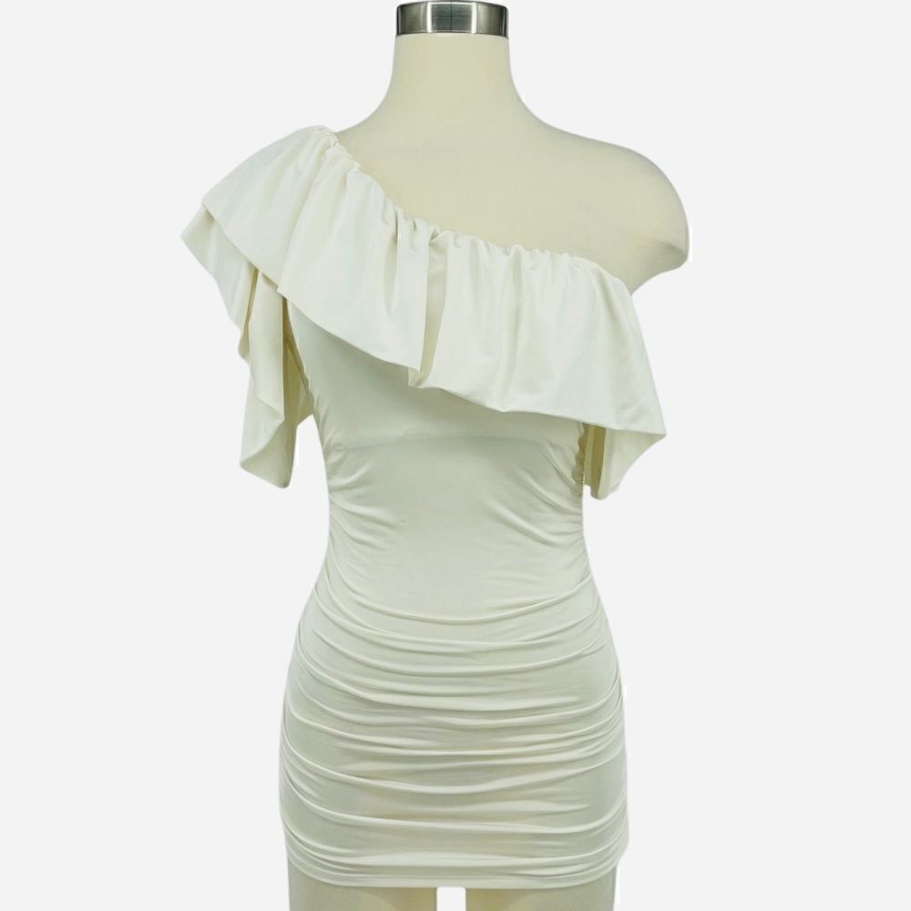 bebe One Shoulder Ruffle Top